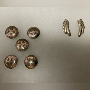 Sterling Silver Button Covers and Pierced Earrings
